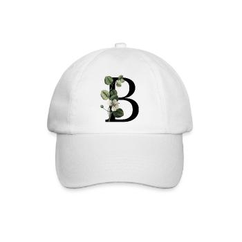 Buchstabe B Grün Botanisch - Baseballkappe - Weiß/Weiß - Vorne