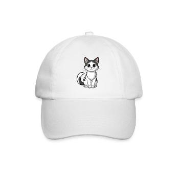 Süße Katze mit großen Augen - Baseballkappe - Weiß/Weiß - Vorne
