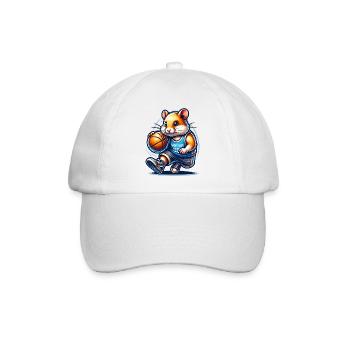 Cooler Basketball Hamster Für Sportfans - Baseballkappe - Weiß/Weiß - Vorne