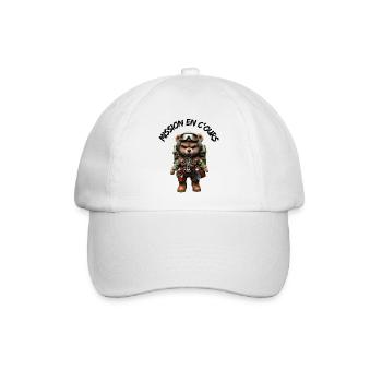Bär auf Mission - Baseballkappe - Weiß/Weiß - Vorne