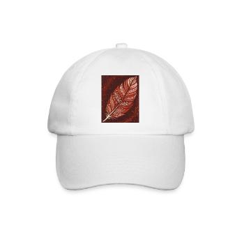 Rot-Weiße Feder - Eleganz auf Rot - Baseballkappe - Weiß/Weiß - Vorne