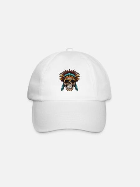 Apache Totenkopf Indianer - Baseballkappe - Weiß/Weiß