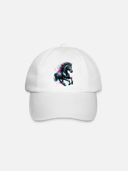 Pferd - Baseballkappe - Weiß/Weiß