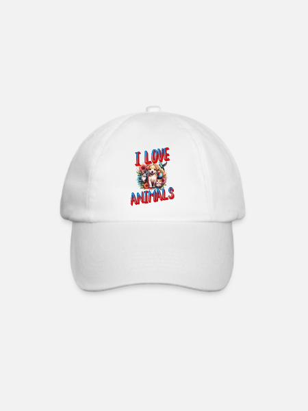 Ich liebe Tier-schönes Tier Design - Baseballkappe - Weiß/Weiß