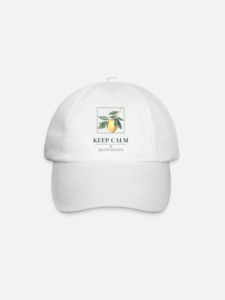 Keep Calm & Slow Down - Baseballkappe - Weiß/Weiß
