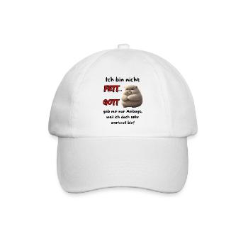 Ich bin nicht Fett... Gott gab mir nur Airbags - Baseballkappe - Weiß/Weiß - Vorne