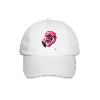 Flamingo-Zombie: pinker Totenkopf Flamingo - Baseballkappe - Weiß/Weiß - Vorne