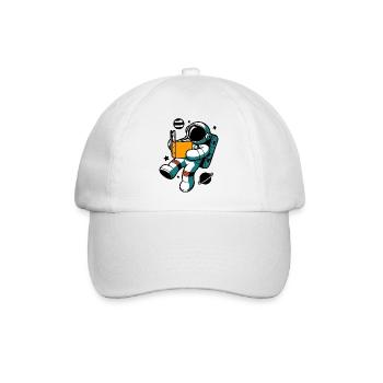 Lesender Astronaut: Lernen in der Schwerelosigkeit - Baseballkappe - Weiß/Weiß - Vorne
