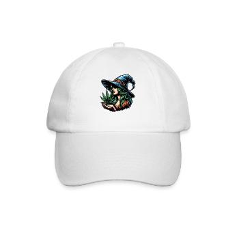 Hexe mit Marihuana - cooles Cannabis Design - Baseballkappe - Weiß/Weiß - Vorne