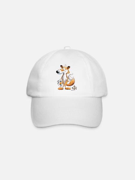 Fuchs Mit Spielzeug Hase Und Kuscheltier - Baseballkappe - Weiß/Weiß