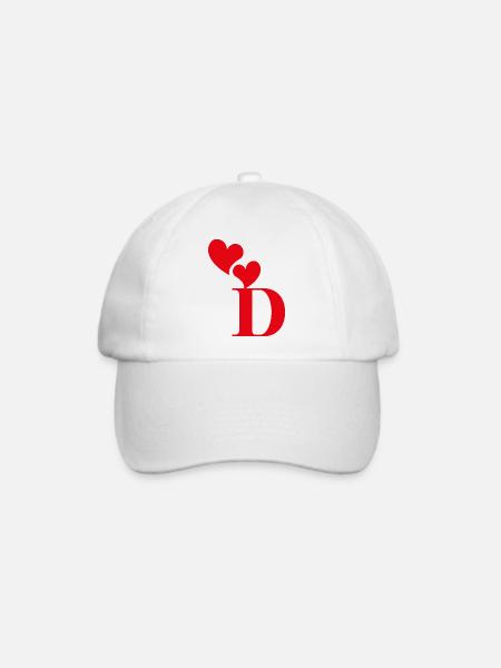 Roter Herz-Buchstabe - Baseballkappe - Weiß/Weiß