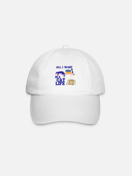 Alles, was ich will, ist ein Katzenleben - Baseballkappe - Weiß/Weiß