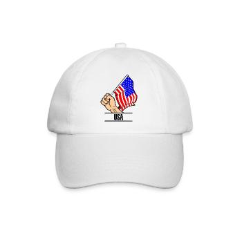 Flagge USA Fausttext USA - Baseballkappe - Weiß/Weiß - Vorne