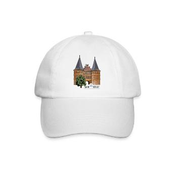 Holstentor Lübeck // Illustration - Baseballkappe - Weiß/Weiß - Vorne