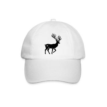 Hirsch Silhouette weihnachtlich - Baseballkappe - Weiß/Weiß - Vorne