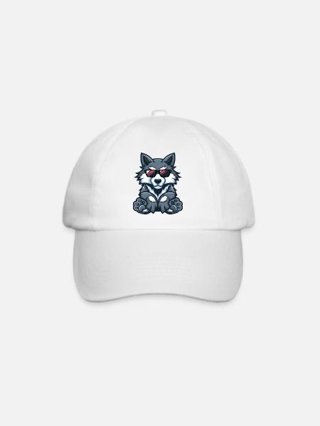 Wolf Comic Cool - Baseballkappe - Weiß/Weiß