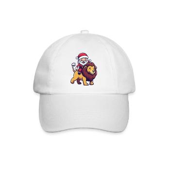 Löwe Weihnachtsmann Cartoon - Baseballkappe - Weiß/Weiß - Vorne