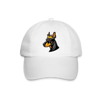 Dobermann Hund Cartoon Krone - Baseballkappe - Weiß/Weiß - Vorne