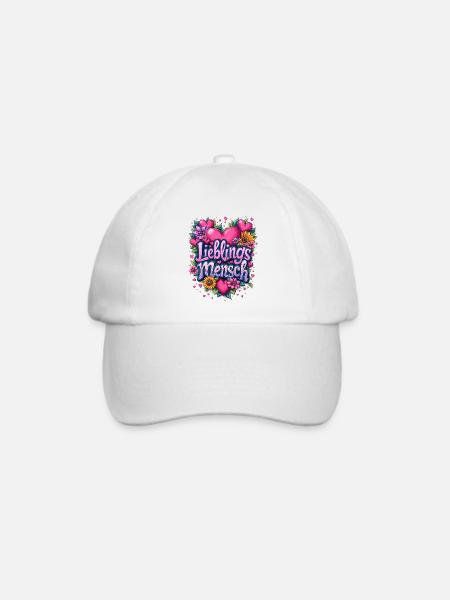 Lieblingsmensch, Liebeserklärung mit Herz, Blumen - Baseballkappe - Weiß/Weiß
