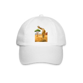 Giraffe schaut freundlich - Baseballkappe - Weiß/Weiß - Vorne