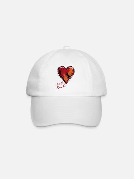 Herz - Lets Rock - Valentinstag und Freundschaft - Baseballkappe - Weiß/Weiß