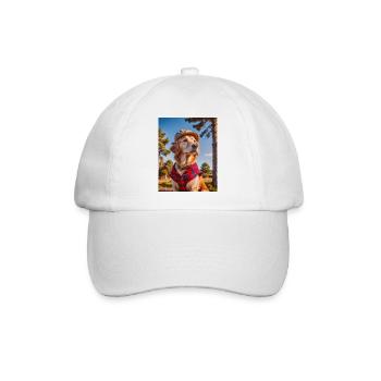 Golden Retriever trägt ein rotes Holzfällerhemd - Baseballkappe - Weiß/Weiß - Vorne