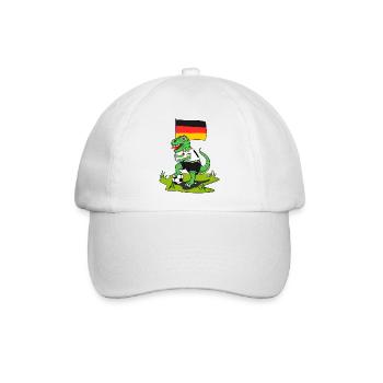 Deutschland Flagge Dinosaurier Rex Fußball  - Baseballkappe - Weiß/Weiß - Vorne