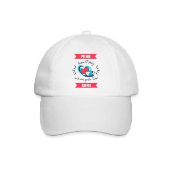 Pflege braucht Herz - Baseballkappe - Weiß/Weiß - Vorne