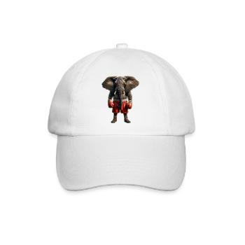 Elefant mit Boxhandschuhen - Baseballkappe - Weiß/Weiß - Vorne