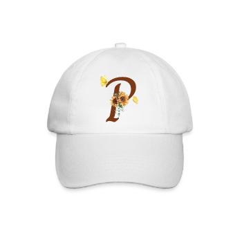 Buchstabe p Sonnenblumenschmetterling - Baseballkappe - Weiß/Weiß - Vorne