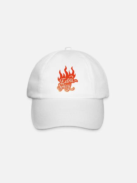 Extra Spicy – Feurige Typografie - Baseballkappe - Weiß/Weiß