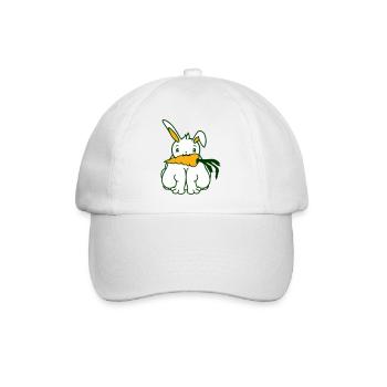 Hase Karotte Möhre Mund essen Hunger Übergewicht - Baseballkappe - Weiß/Weiß - Vorne