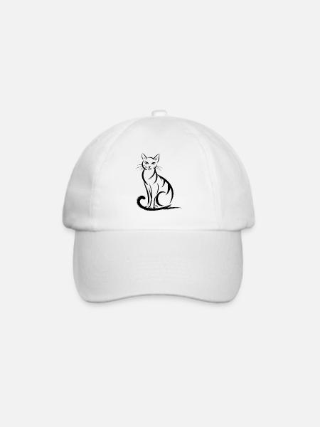 Stilvolle Katzenschönheit Im Minimalistischen Look - Baseballkappe - Weiß/Weiß