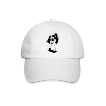 Stilvolle Frau Mit Sonnenbrille Und Pferdeschwanz - Baseballkappe - Weiß/Weiß - Vorne