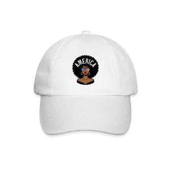 Amerika Afro - Baseballkappe - Weiß/Weiß - Vorne