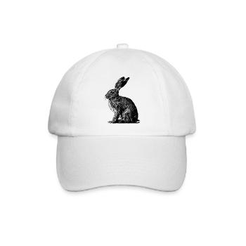 Hase / Feldhase / Osterhase ? - Baseballkappe - Weiß/Weiß - Vorne