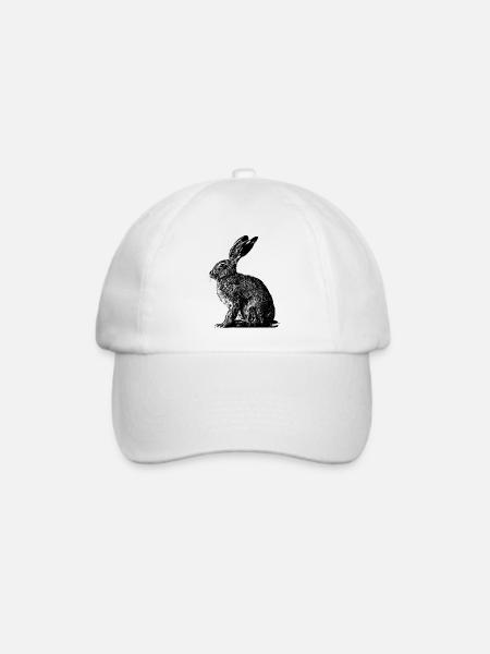 Hase / Feldhase / Osterhase ? - Baseballkappe - Weiß/Weiß