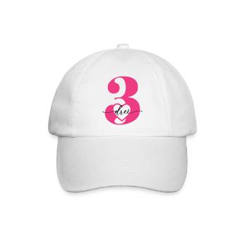 Ziffer Drei 3 mit Herz - Baseballkappe - Weiß/Weiß - Vorne