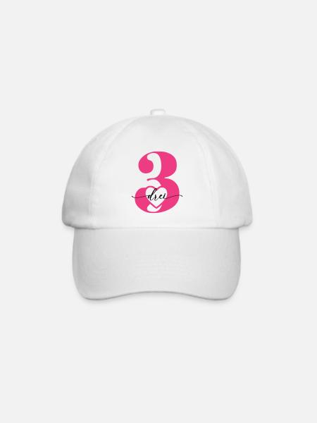 Ziffer Drei 3 mit Herz - Baseballkappe - Weiß/Weiß