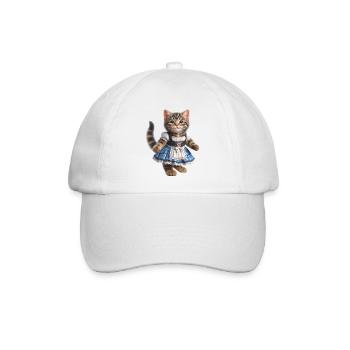 Süße kleine Katze im Dirndl - Baseballkappe - Weiß/Weiß - Vorne