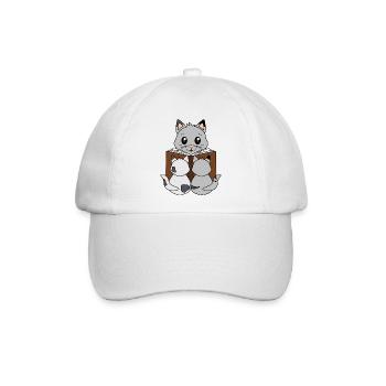Katzenfamilie mit Gute-Nacht-Geschichte - Baseballkappe - Weiß/Weiß - Vorne