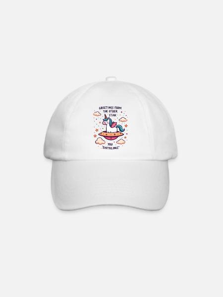 Einhorn aus dem All - Baseballkappe - Weiß/Weiß