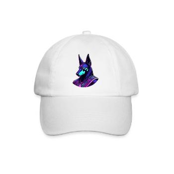 Futuristischer Anubis im Neon-Look - Baseballkappe - Weiß/Weiß - Vorne