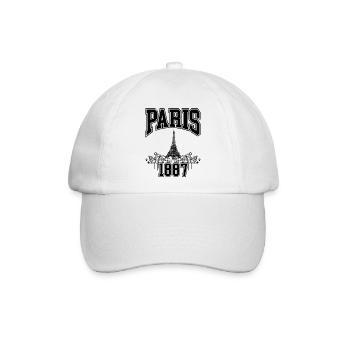 PARIS EIFFELTURM SKIZZE - SCHWARZ EINFARBIG - Baseballkappe - Weiß/Weiß - Vorne