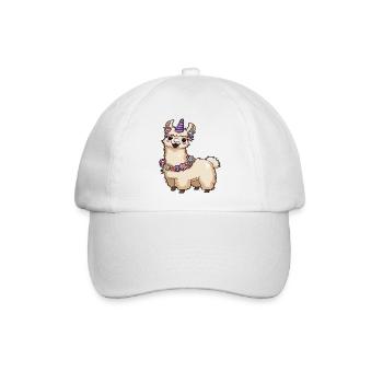 Lama Einhorn mit Blumen – Fantasy Animal Art - Baseballkappe - Weiß/Weiß - Vorne