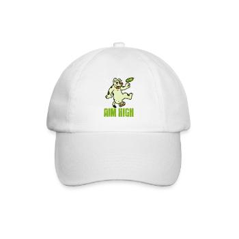 Aim High Cartoon Dog Frisbee Motivational Humor - Baseballkappe - Weiß/Weiß - Vorne