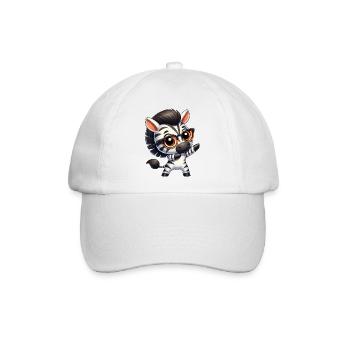 Süßes Zebra Dabbing Cartoon Nerd Brille Safari - Baseballkappe - Weiß/Weiß - Vorne