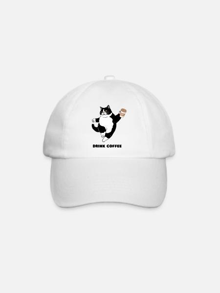 Skurrile Katze Kaffee Tanz Design - Baseballkappe - Weiß/Weiß