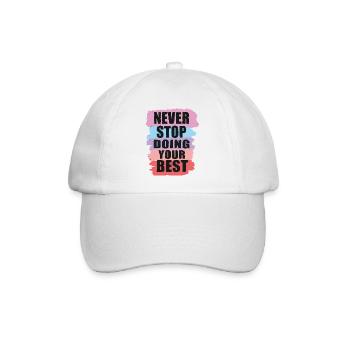 Motivierendes Design mit Farbblock-Textgestaltung - Baseballkappe - Weiß/Weiß - Vorne