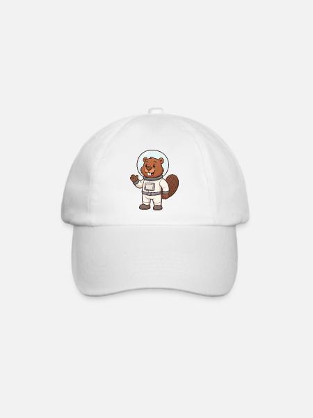 biber astronaut comic - Baseballkappe - Weiß/Weiß